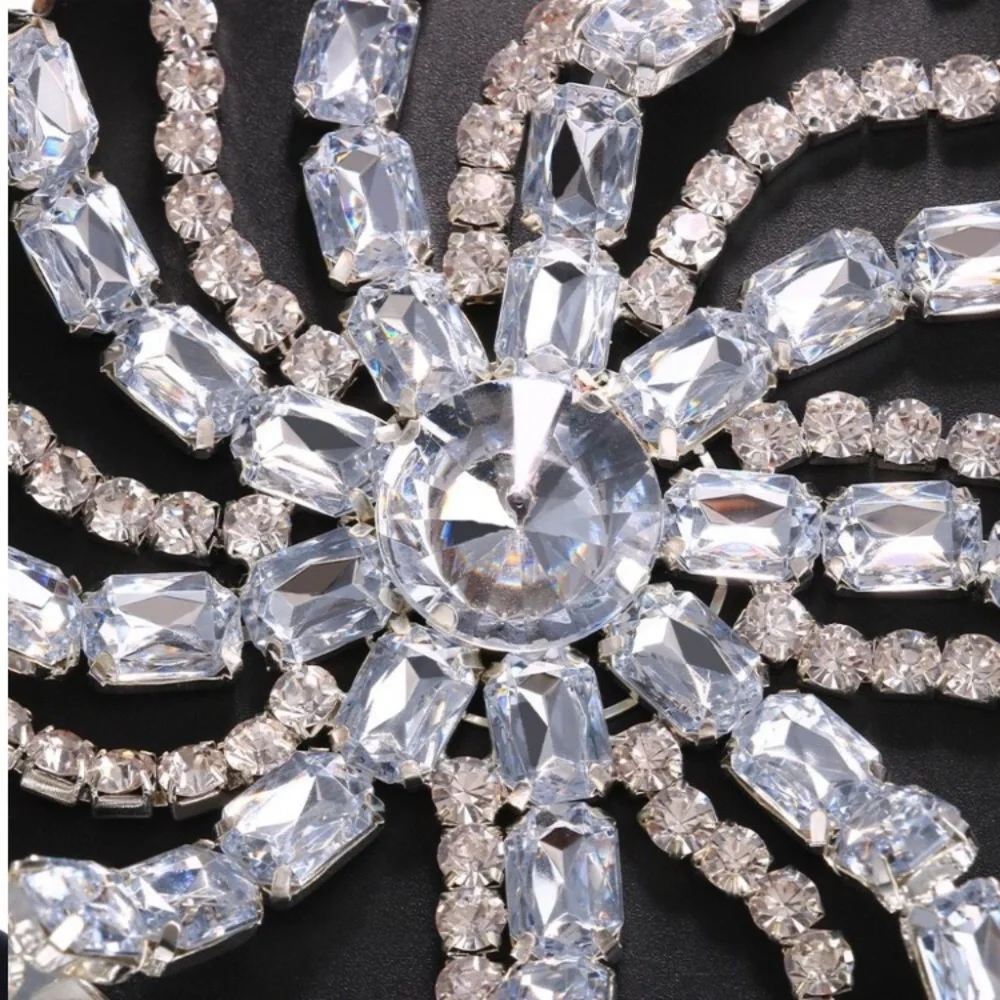 Glitter Rhinestone Long Crystal Hair Chain Headband for Women Headwear Headpiece
